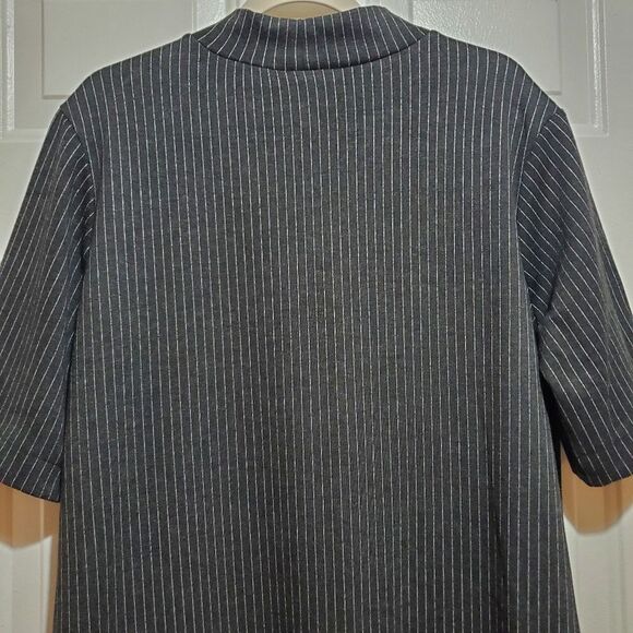 Zara Woman Pinstriped Mock Neck Midi Dress Size M - Picture 6 of 9